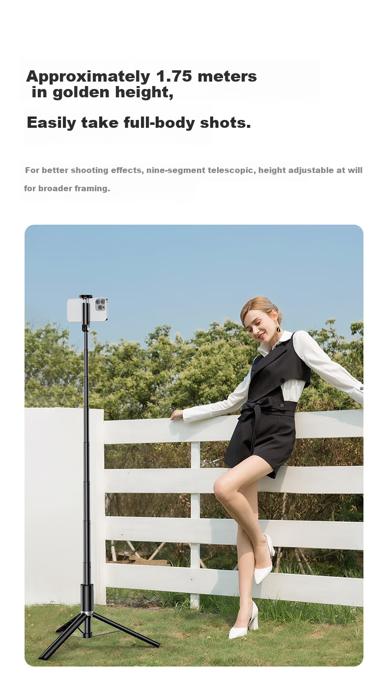 Штатив-селфи палка Feilipu DLK5305, 1.75 м, Bluetooth, черный