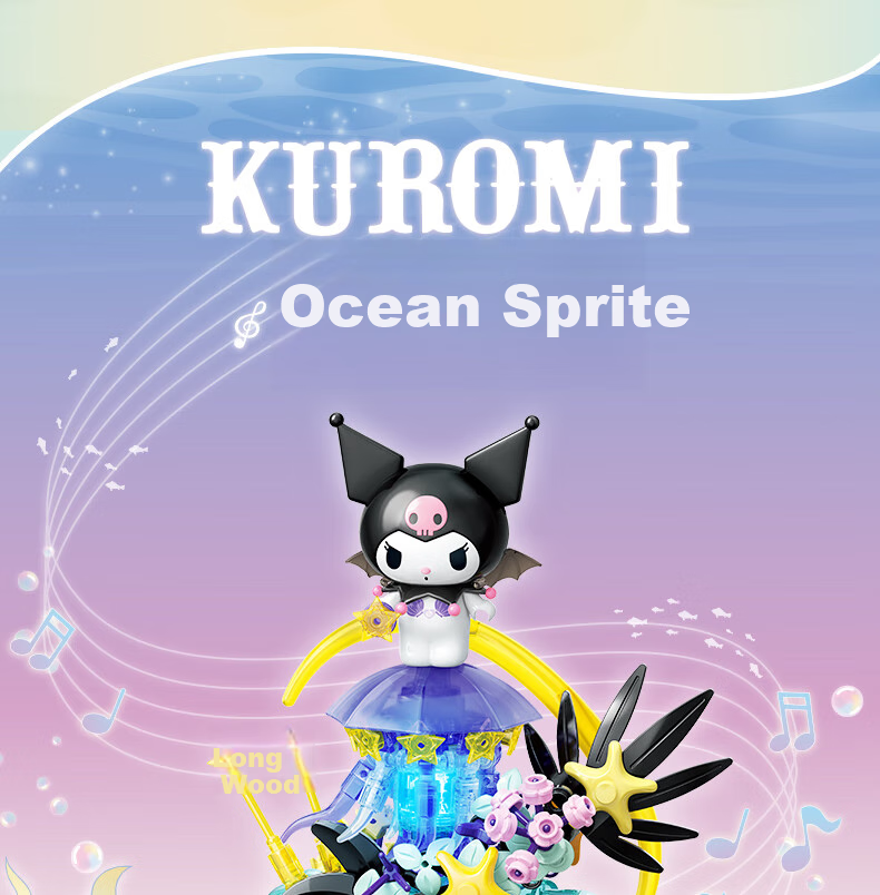 Конструктор TOP TOY Sanrio Kuromi Music Box, серия "Тайное Садовое Эльфийское Царство", 677 деталей, музыкальная шкатулка