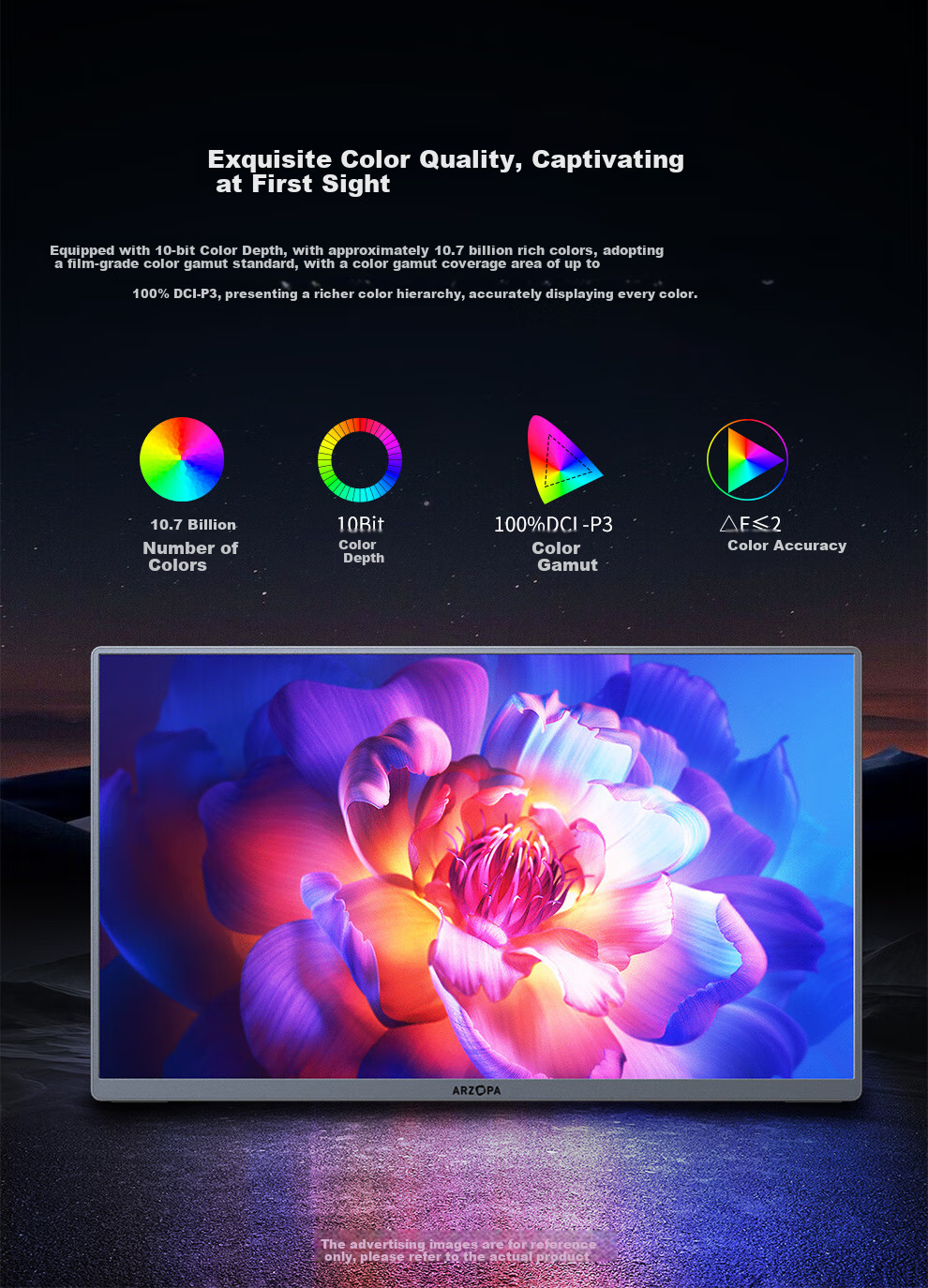 Портативный OLED монитор ARZOPA A5S, 13.3 дюймов, 1920x1080 Full HD, 60Hz, 1 мс, HDR10, Type-C, HDMI, OLED панель