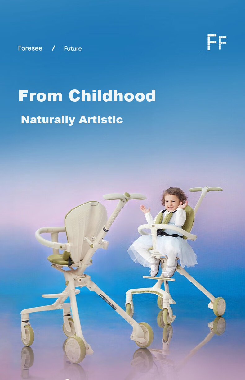 Детский электромобиль FF Baby Stroller с регулируемым сиденьем, легкая складная коляска для младенцев и детей младшего возраста, дизайн с высоким ландшафтом и амортизацией