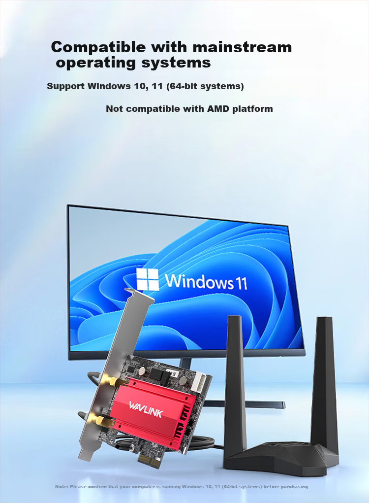 Сетевая карта Wavlink Intel BE200, Gigabit Wi-Fi 7, PCI-E, Bluetooth 5.4