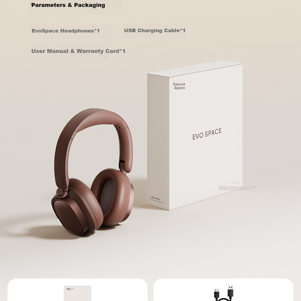 Беспроводные наушники EDIFIER Evo Space с активным шумоподавлением, Bluetooth 5.4, сертификация Dual Gold Standard, 93 часа работы, шумоподавление -45 дБ, бежевые