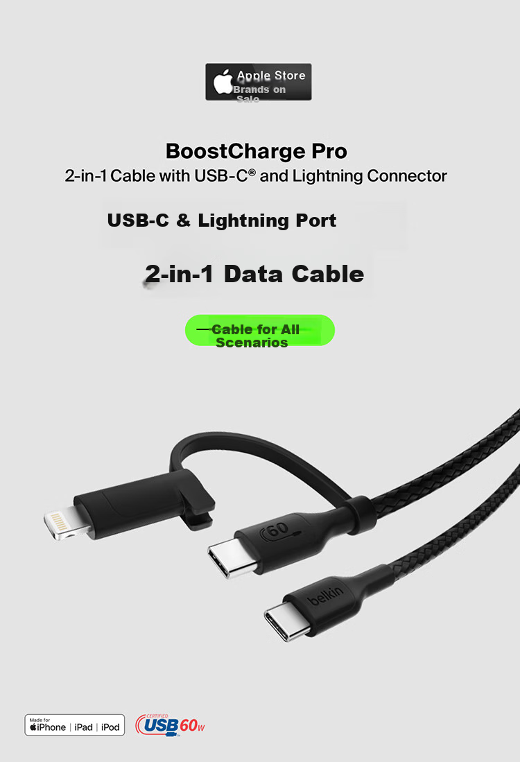 Кабель Belkin CAC003 Type-C to Type-C, 1.5 м, белый
