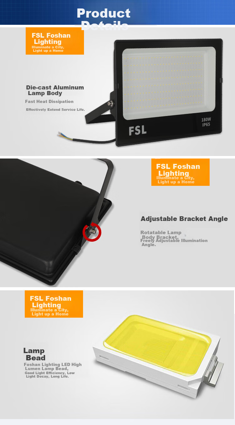 FSL Foshan Lighting светодиодный прожектор, уличный прожектор, наружный светильник, садовый фонарь, 50 Вт