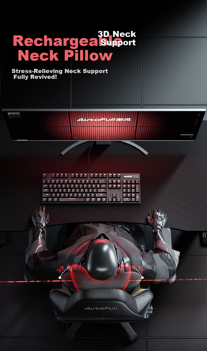 Игровое кресло AutoFull M6Pro, эргономичное, для компьютера и офиса, с подогревом и вентиляцией, массажем поясницы, черное