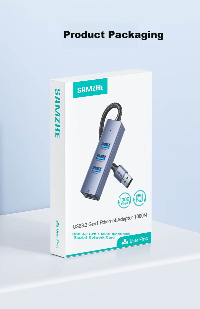 SAMZHE USB3.0 к Gigabit Ethernet Expansion Dock Splitter, HUB Splitter, Laptop RJ45 Network Cable Adapter, Desktop Expansion Dock Ethernet Converter RHX13