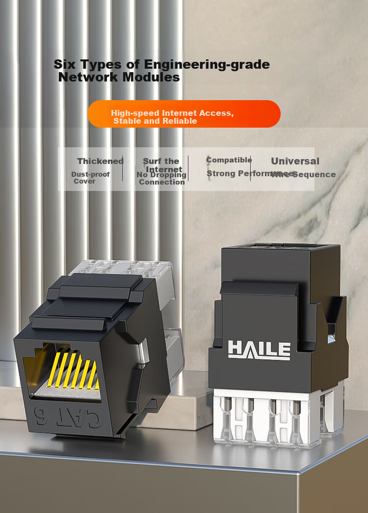 Сетевой модуль HAILE CAT6, 6U, позолоченный, инженерный класс, для монтажной панели