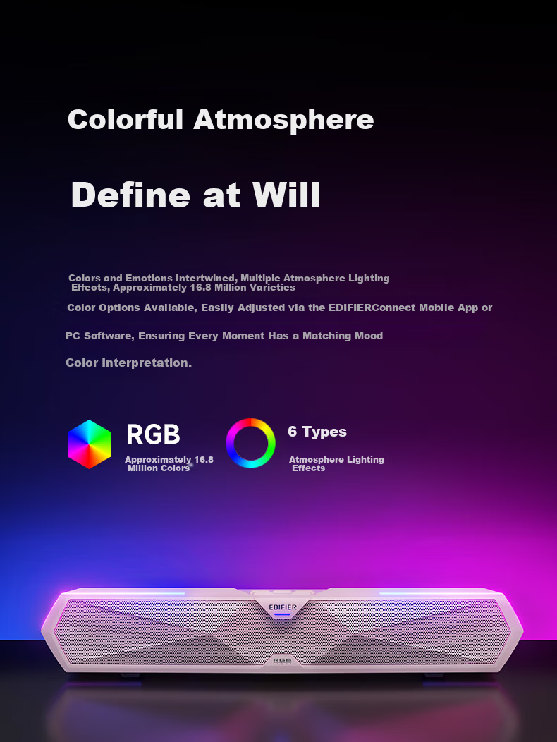 Компьютерные колонки Edifier M30 Plus, саундбар для ПК, игровая акустика с RGB подсветкой, цвет вишневая роза, подарок на День Святого Валентина
