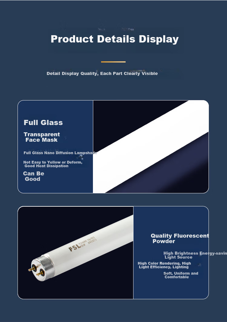 FSL Foshan Lighting Светодиодная трубка T8, 0.6 метра, 18 Вт, холодный белый свет, 5 шт.