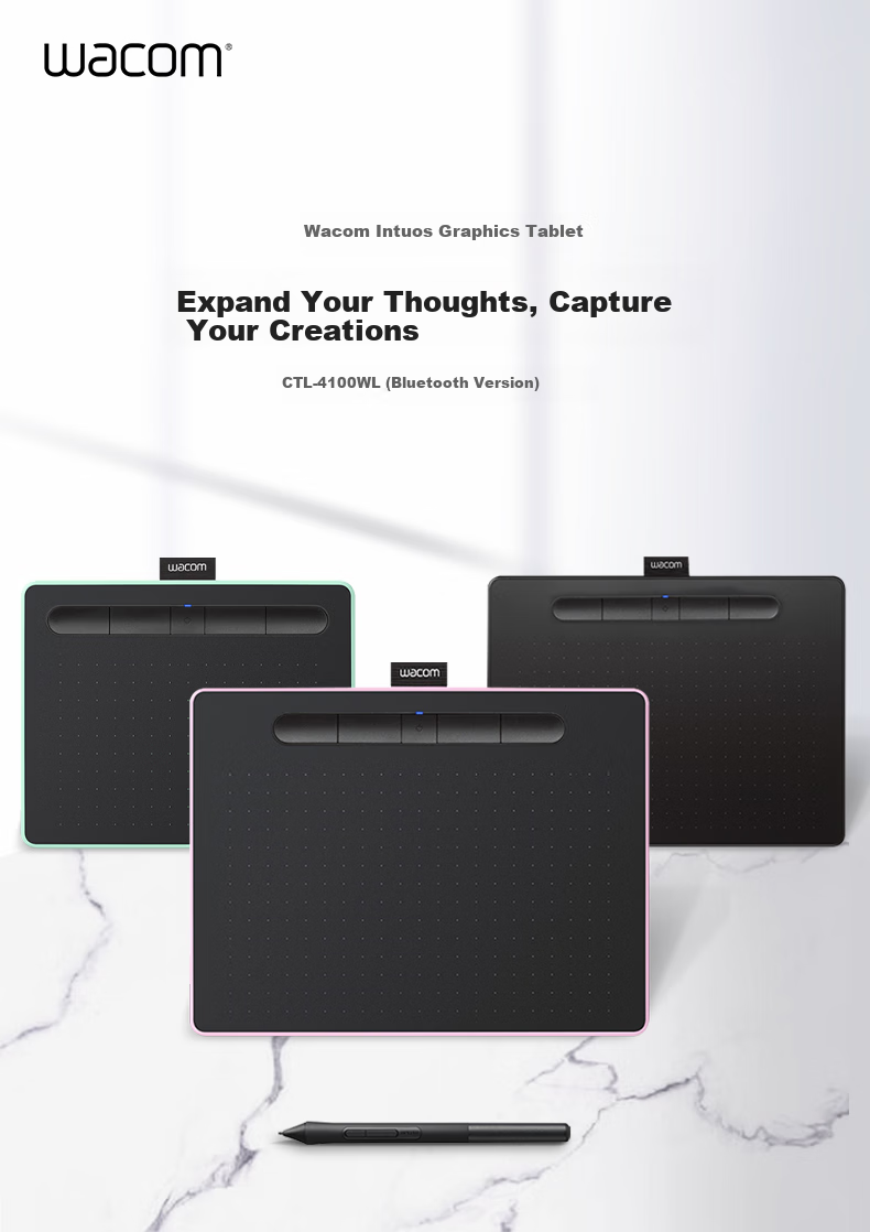 Графический планшет Wacom Intuos CTL-4100WLA/K0 Bluetooth, маленький, черный