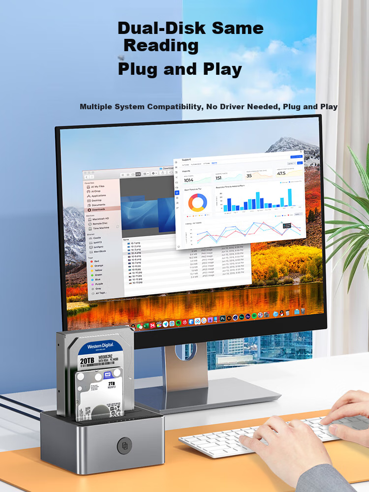 Внешний корпус для жестких дисков UNITEK Y-3026SL, USB 3.0, для HDD/SSD 2.5/3.5 дюйма, серебристый
