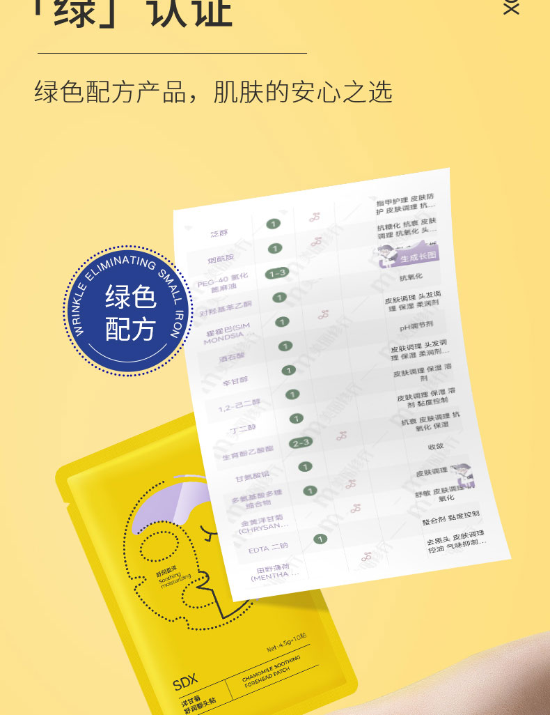SDX 洋甘菊舒润额头贴男女川字纹贴学生面膜免洗抬头纹面膜额纹贴sdx 【周期版】两盒装【到手3盒】