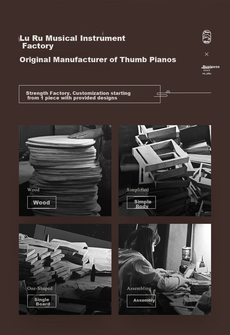 Калимба (Thumb Piano) Hluru, 17-клавишная, с нижним отверстием, из цельного массива дерева, материал - орех