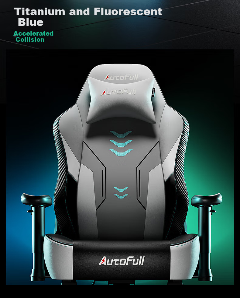 Игровое кресло AutoFull C3 Titanium, эргономичное, компьютерное, офисное, биомеханическое, с поддержкой, 160 градусов, кожа, черный