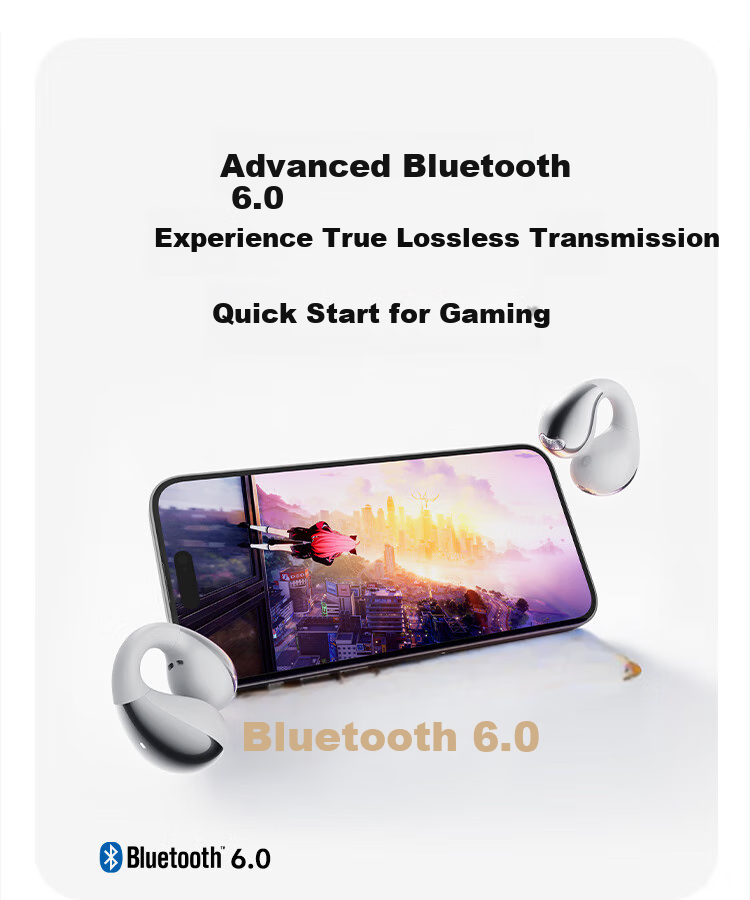 Беспроводные наушники QCY Crossky C30S с зажимом на ухо, открытого типа, Bluetooth 6.0, 40 часов работы, серебристый