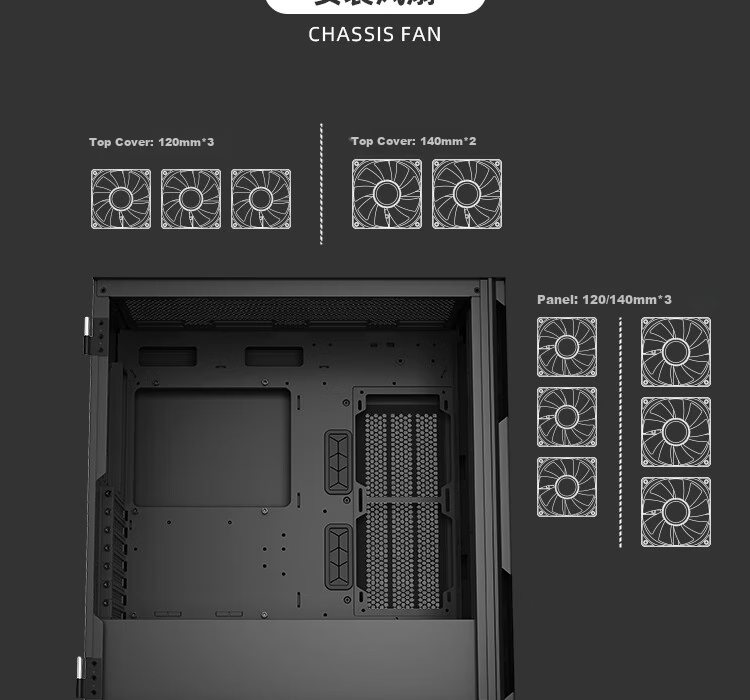 Компьютерный корпус Aigo YOGO K1 Titanium Gray, E-ATX/ATX, ATX/360мм водяное охлаждение, боковая панель из закаленного стекла, поддержка видеокарт 4090, 9 вентиляторов, 54.4x30.8x56 см, 10.52 кг