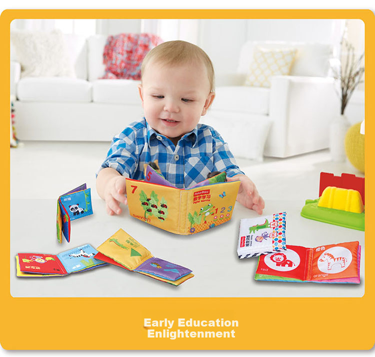 Набор развивающих книжек Fisher-Price, 6 книг, для раннего образования детей от 0 до 1 года, с числами и формами, идеальный подарок на Новый год
