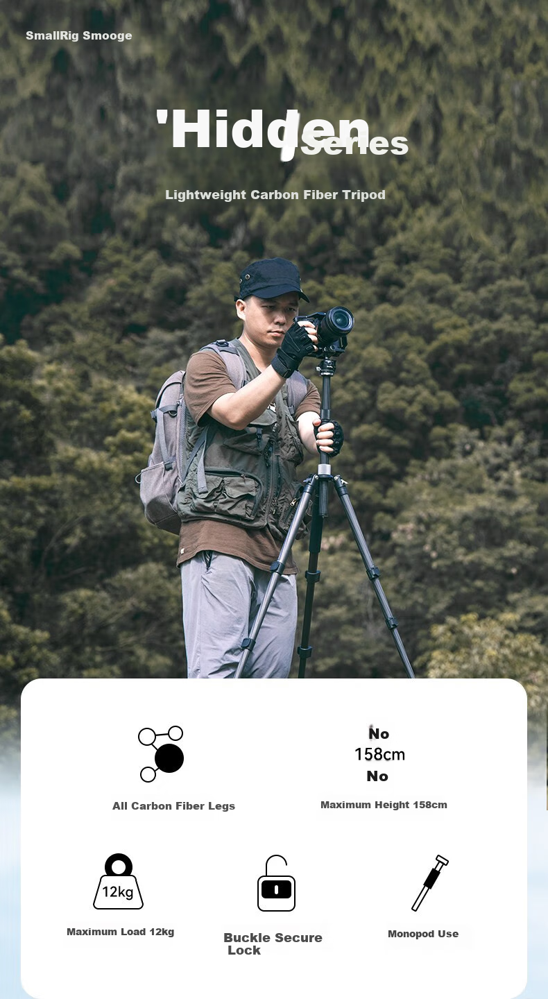 Штатив SmallRig 4059 AP-20 из углеродного волокна для камеры и DSLR, портативный штатив-кардан для путешествий, легкий штатив серии Hidden
