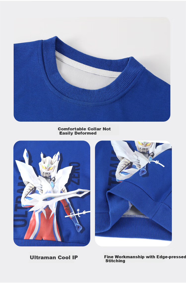 Детский костюм ULTRAMAN, весенний, тонкий, с длинным рукавом и брюками, повседневный, комплект из двух предметов, AHM96116, синий, 130 см