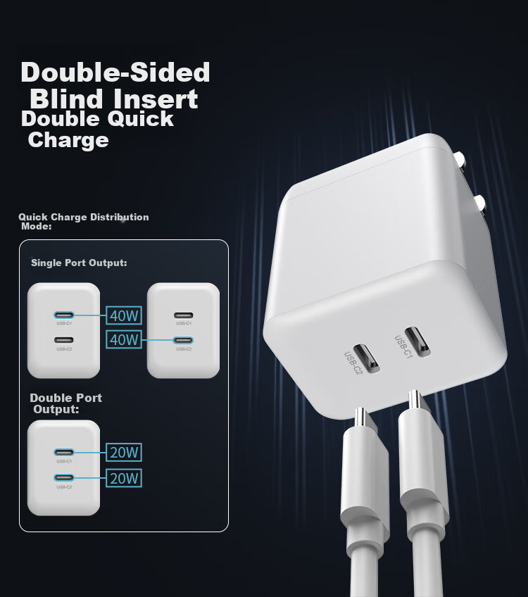 Зарядное устройство JD Original 45W с двумя портами USB-C, GaN, для iPhone 16/17, Apple и Huawei