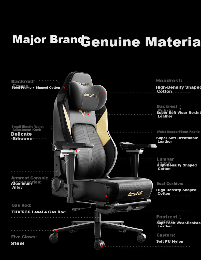 Игровое кресло AutoFull M6Pro, эргономичное, для компьютера и офиса, с подогревом и вентиляцией, массажем поясницы, черное