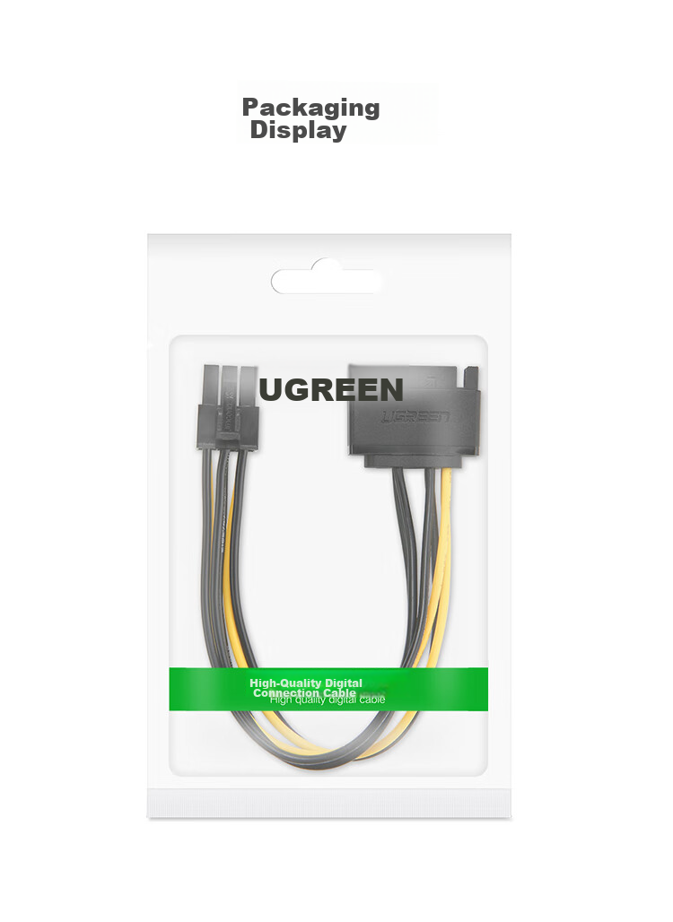 UGREEN Кабель питания видеокарты SATA 15P на 6P, адаптер питания для корпуса компьютера, 50943