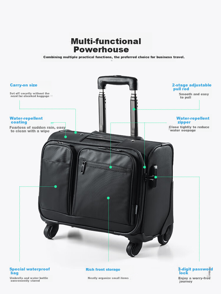 Чемодан SANWA, 20 дюймов, для ручной клади, с кодовым замком TSA, полиэстер, унисекс
