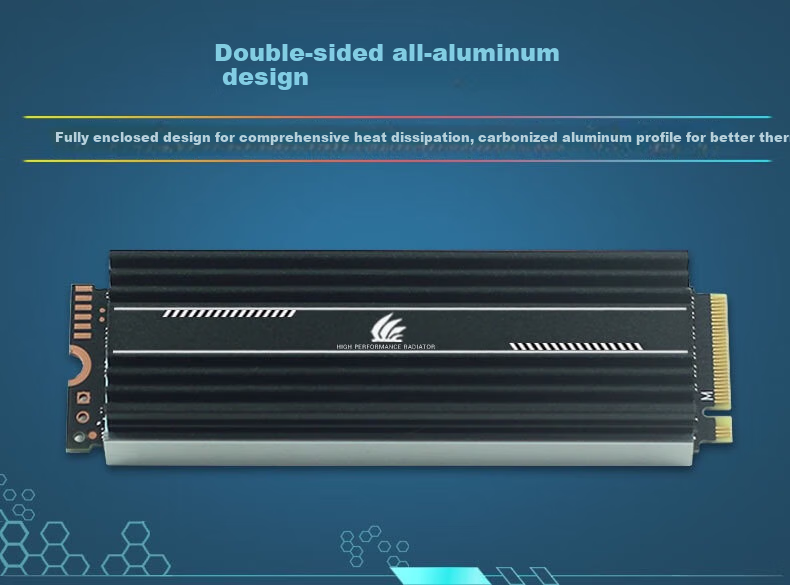 Охладитель для M.2 NVMe SSD LinkStone, алюминиевый радиатор с двойным охлаждением, 7 мм, Kuoling007