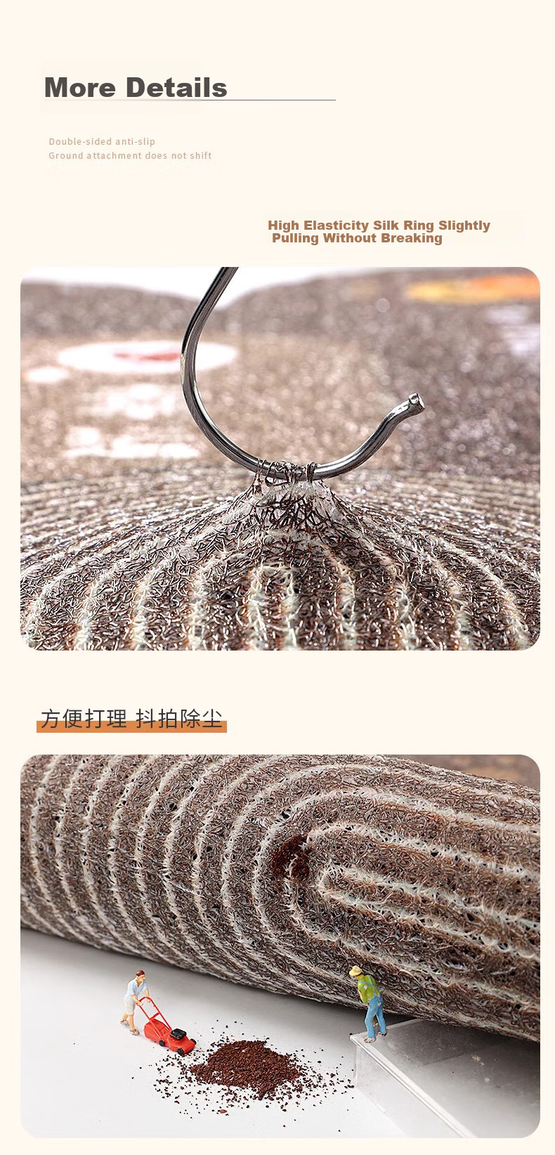 Придверный коврик JANMEIJIA Silk Loop, впитывающий, нескользящий, для прихожей, 90x60 см