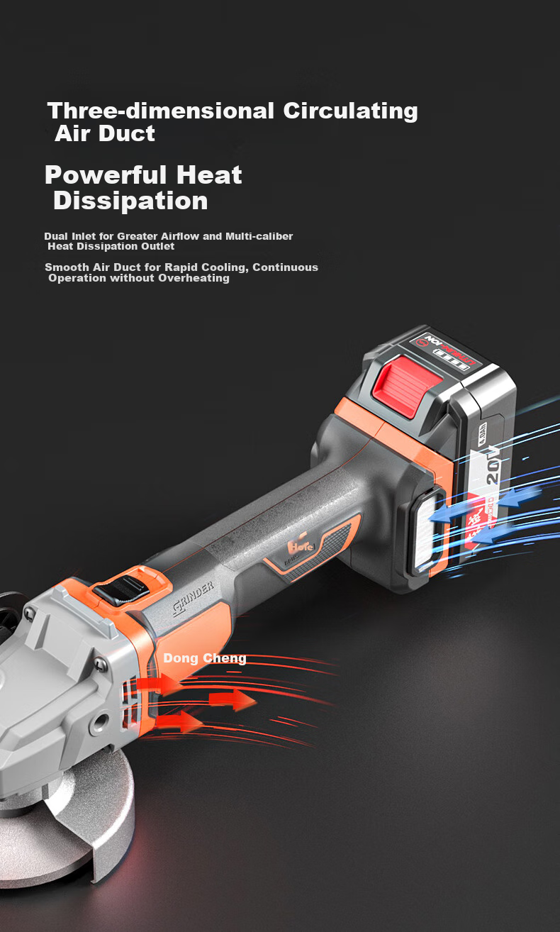 Угловая шлифмашина (болгарка) Dongcheng 20В, бесщеточная, 4.0 Ач, DCSM07-100BDM