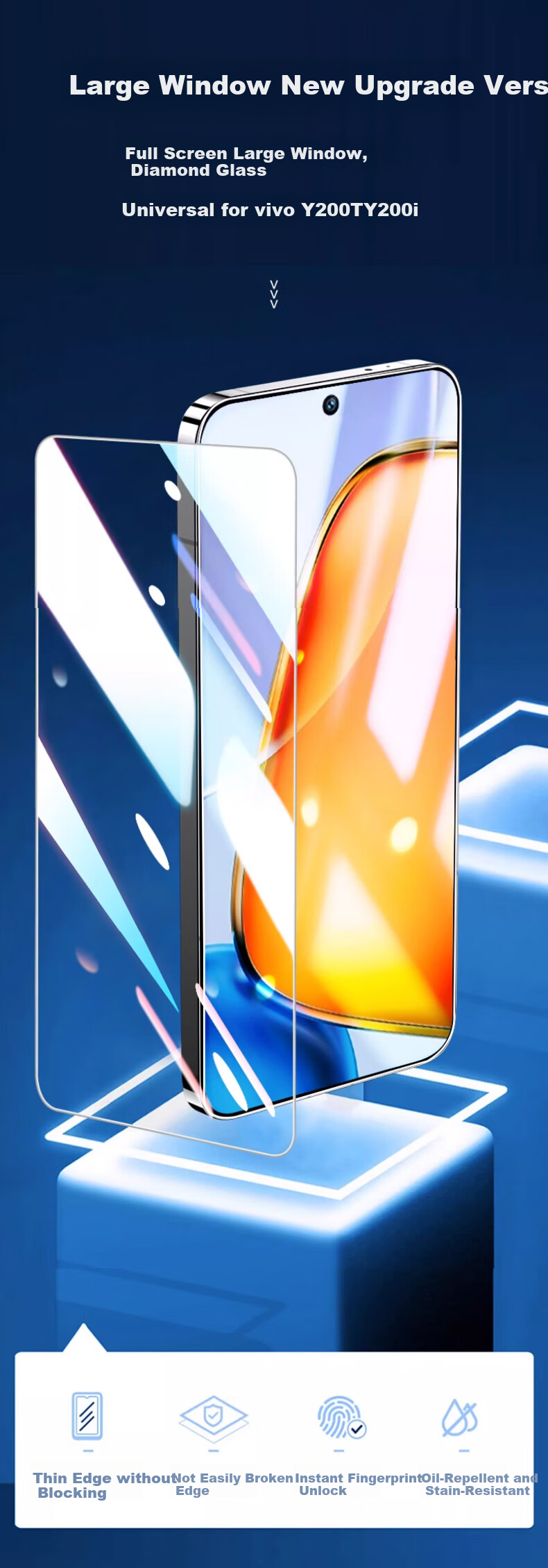 Защитное стекло MAIKUQI для Vivo Y200T/Y200i, противоударное, антибликовое, HD, полное покрытие экрана, 2 шт.