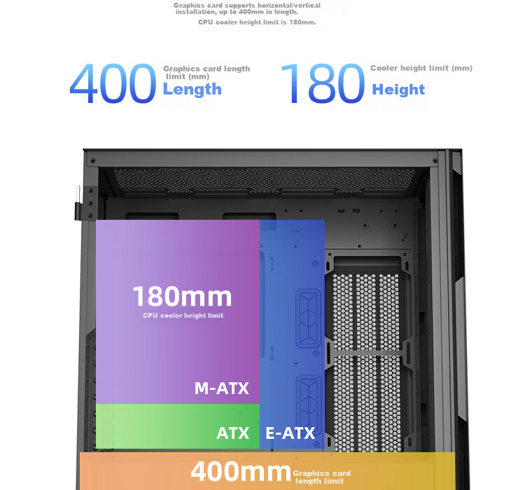 Компьютерный корпус Aigo YOGO K1 Titanium Gray, E-ATX/ATX, ATX/360мм водяное охлаждение, боковая панель из закаленного стекла, поддержка видеокарт 4090, 9 вентиляторов, 54.4x30.8x56 см, 10.52 кг