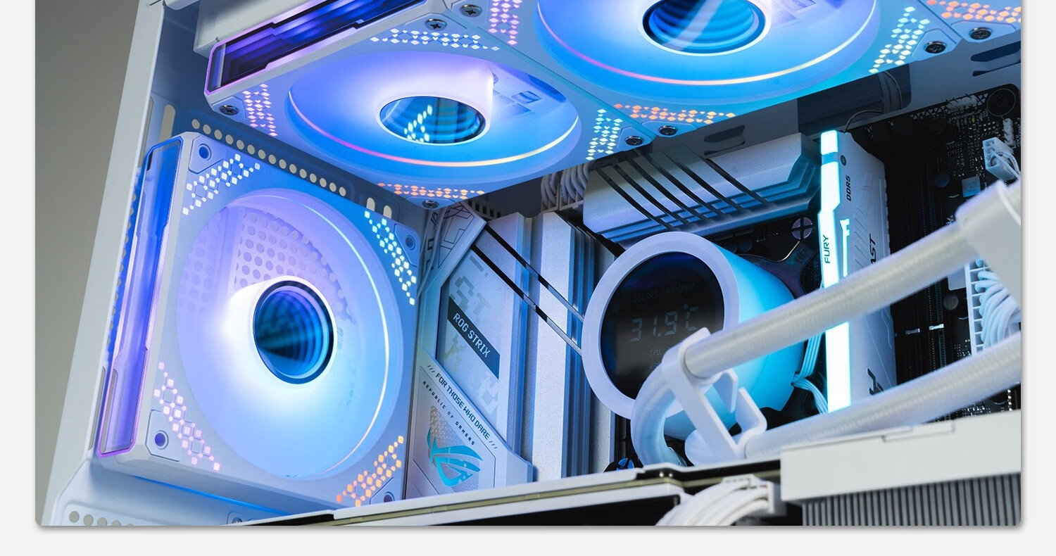 Компьютерный корпус Aigo Aurora Z15 White Anti-Leaf ARGB, 120 мм, с подсветкой, контролем температуры, ШИМ