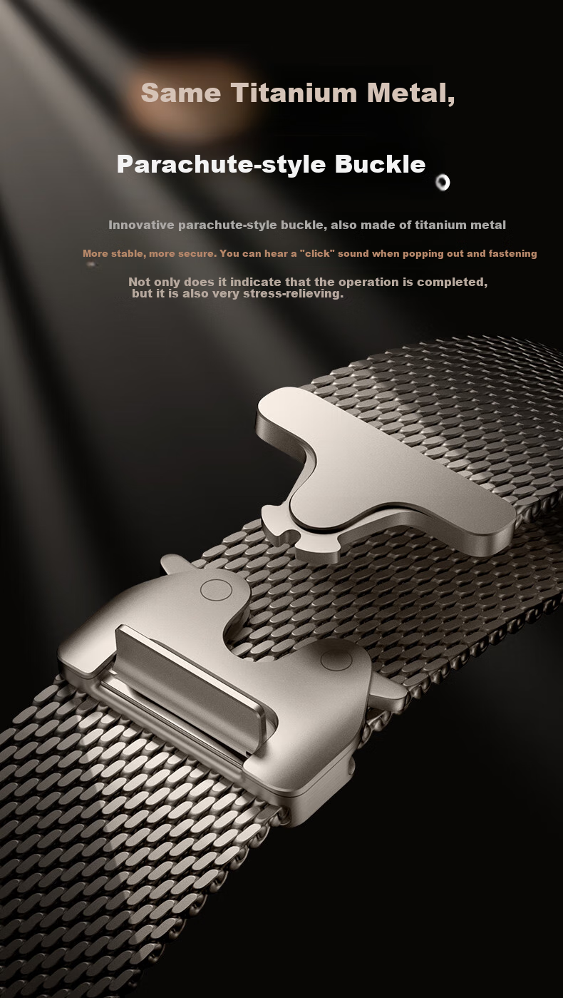 Ремешок BHO для Apple Watch Milanese Loop из титана с парашютной застежкой, совместим с моделями S11/Ultra3, S10/9/8/7/SE3