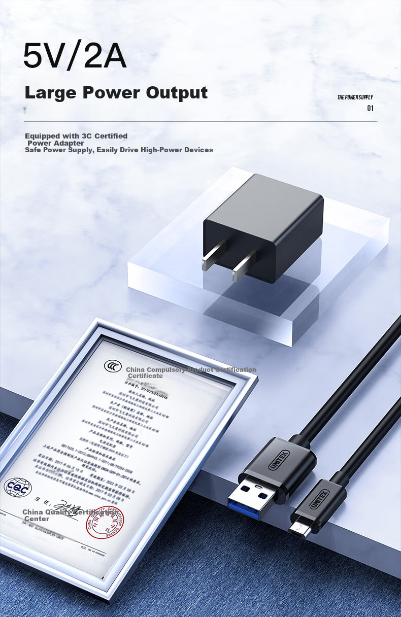USB 3.0 концентратор UNITEK Y-3098CBK с блоком питания, 4 порта, черный, 1.2 метра