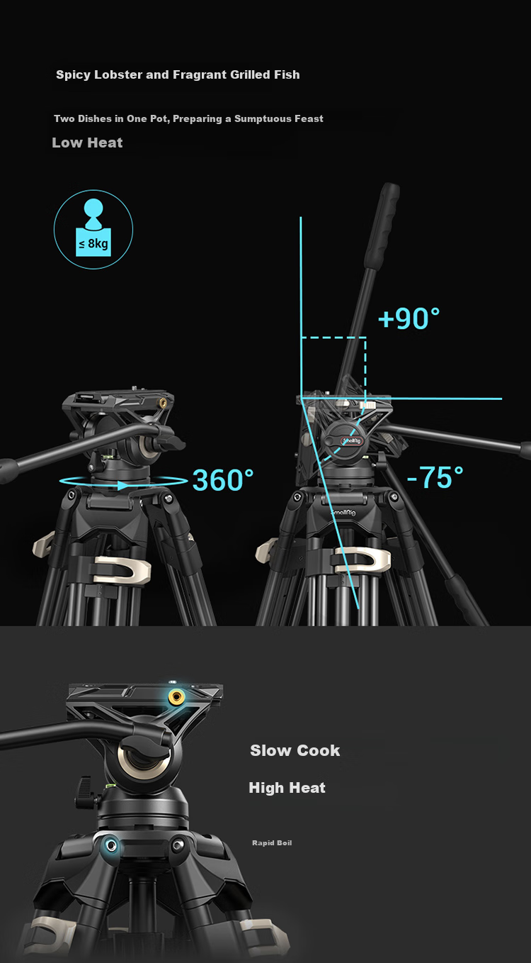 Профессиональный штатив SmallRig 3751 с гидравлической головкой, для DSLR камер, алюминиевый сплав, нагрузка 8 кг