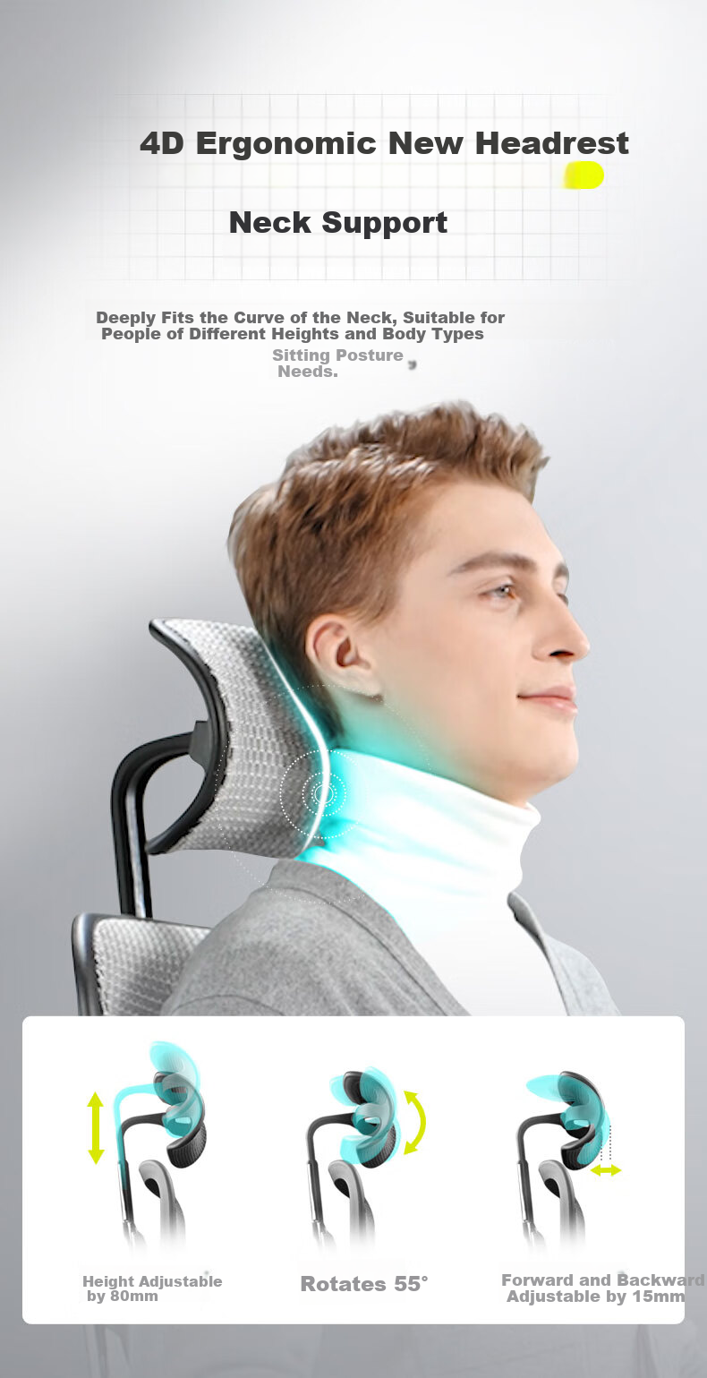 Эргономичное офисное кресло Ergonor Baoying с поддержкой поясницы, компьютерное кресло, игровое кресло, серебристо-белая сетка