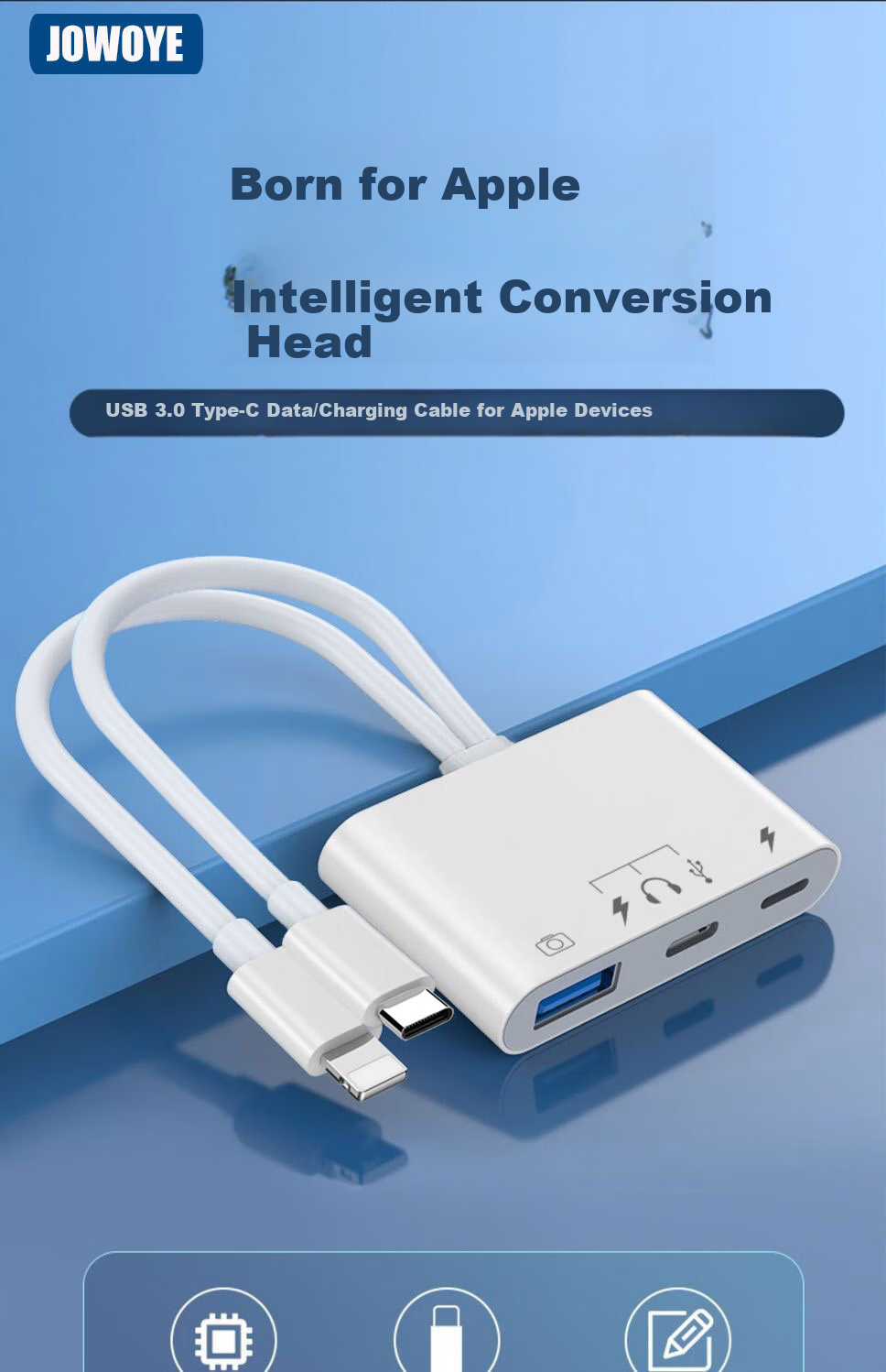 Адаптер-конвертер JOWOYE для Apple, Samsung, iPad/iPhone 13/14/15/16/17, для компьютера, USB-накопителя, клавиатуры, мыши, кабель-адаптер OTG для Android Type-C