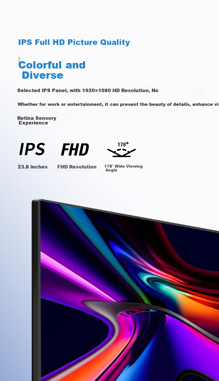 Монитор HPC HH24FI, 23.8 дюйма, IPS, Full HD (1920x1080), 100 Гц, 99% sRGB, без мерцания, узкая рамка, черный