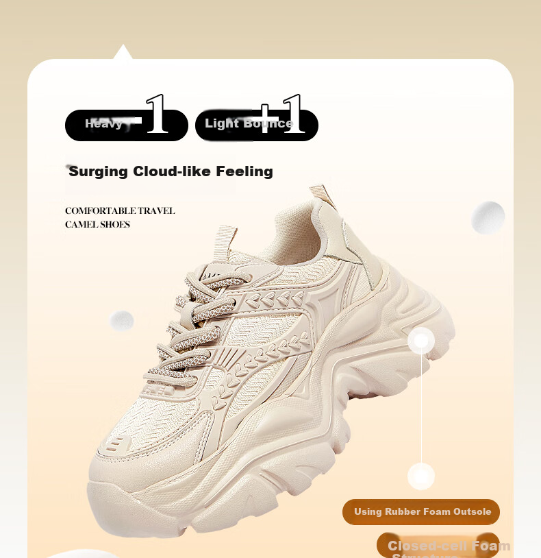 Женские кроссовки CAMEL Dad Shoes L24S283622W, бежевые, размер 38