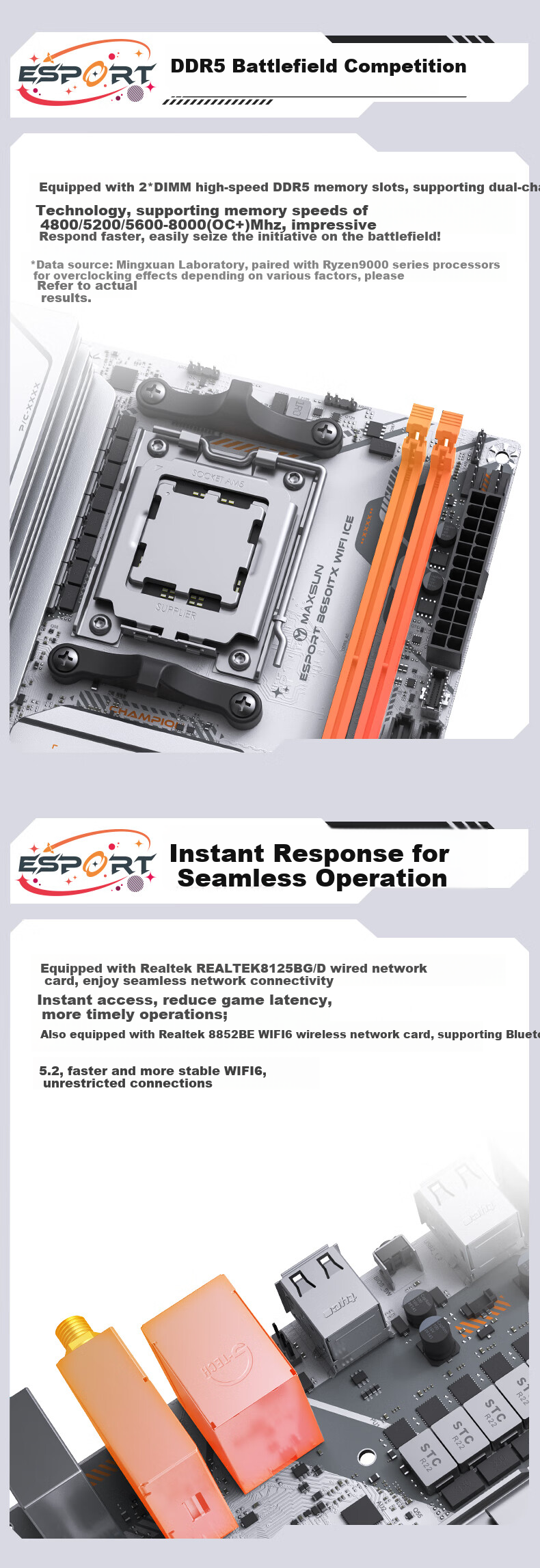 Материнская плата MAXSUN MS-eSport B650ITX WIFI ICE DDR5 AM5 Mini-ITX