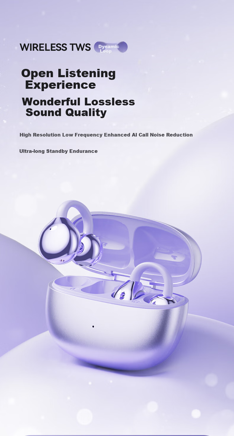 Беспроводные наушники Guiyin T16, Bluetooth 5.4, открытого типа, шумоподавление, спортивные, черные
