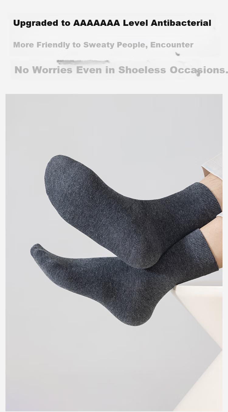 Мужские носки JOAE Pure Cotton Odor-Resistant, 7A Antibacterial, средней длины, для осени и зимы, подарок на День Святого Валентина, повседневные бизнес-носки, впитывающие пот, 6 пар