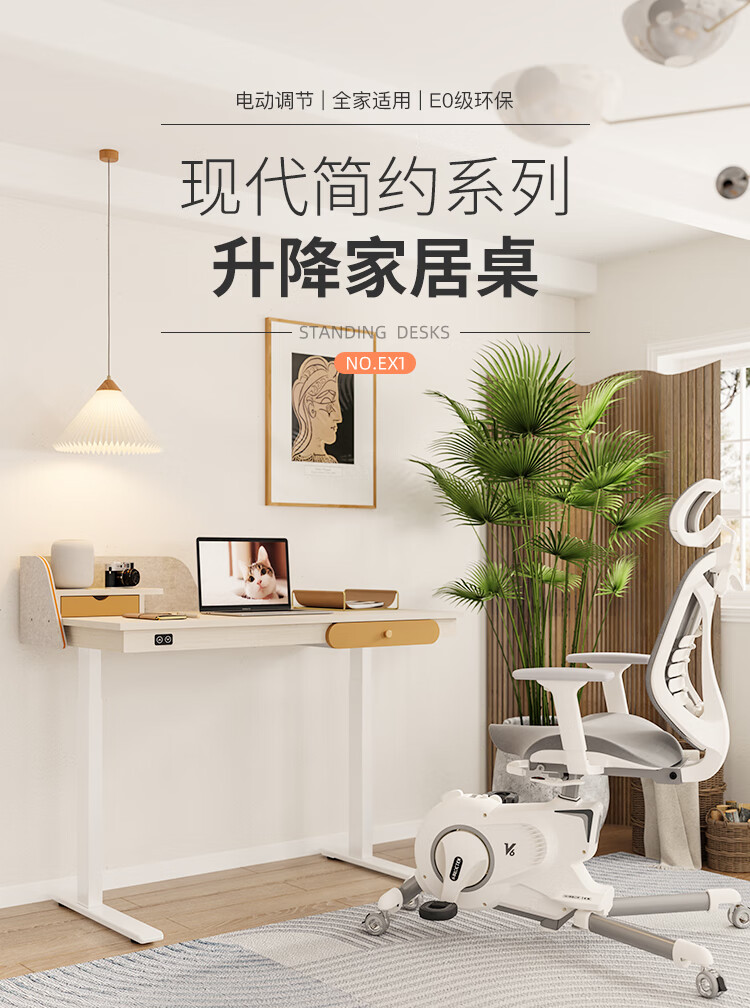 乐歌智能电动升降家居桌书房卧室书桌站立办公电脑台式桌EX1