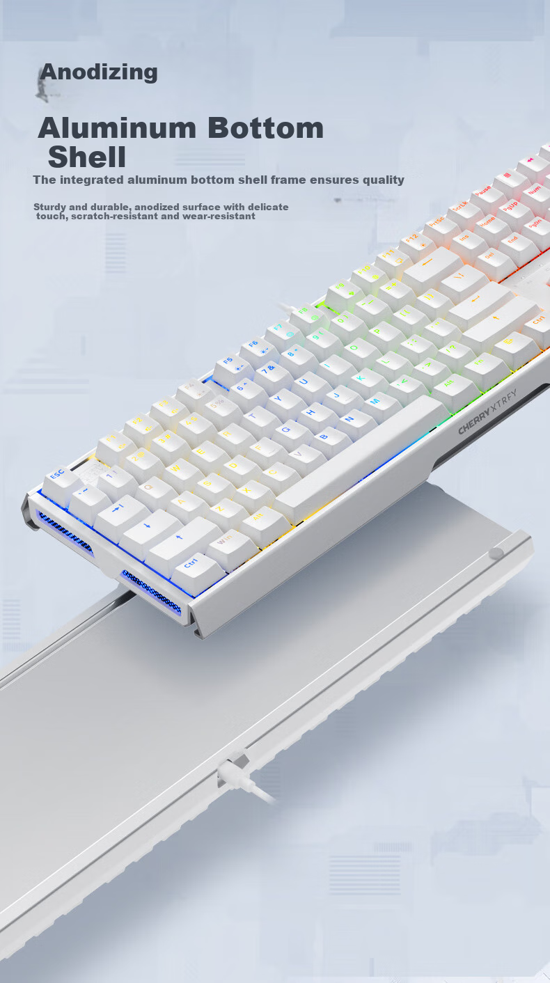 Механическая клавиатура CHERRY MX3.1, проводная, игровая и офисная, с RGB подсветкой, алюминиевый корпус, розовый, красные переключатели