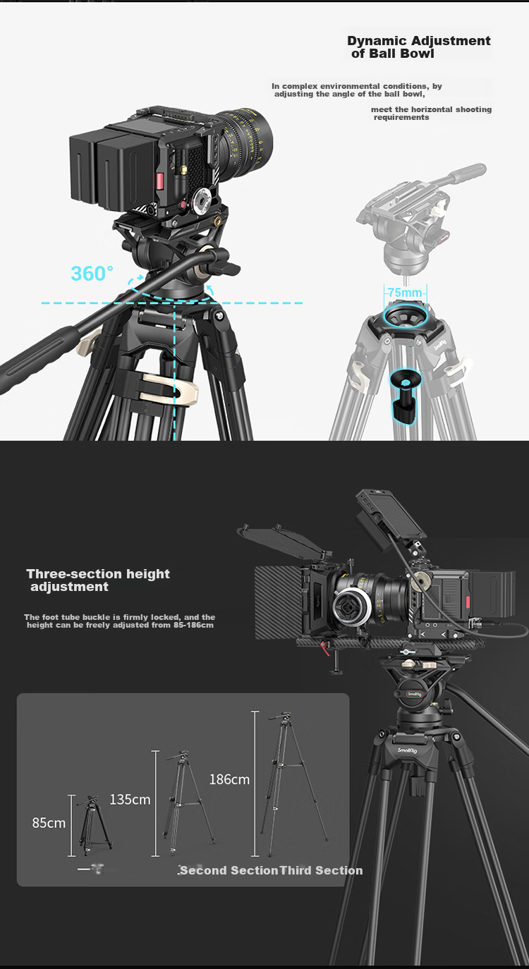 Профессиональный штатив SmallRig 3751 с гидравлической головкой, для DSLR камер, алюминиевый сплав, нагрузка 8 кг