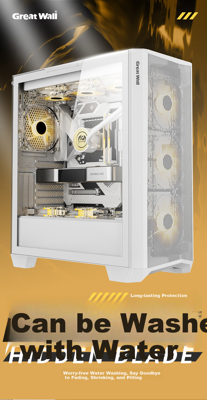 Компьютерный корпус Great Wall HIDDENBLADE H513W, белый, ATX/E-ATX/mATX/Mini-ITX, Full-Tower, с окном на боковой панели