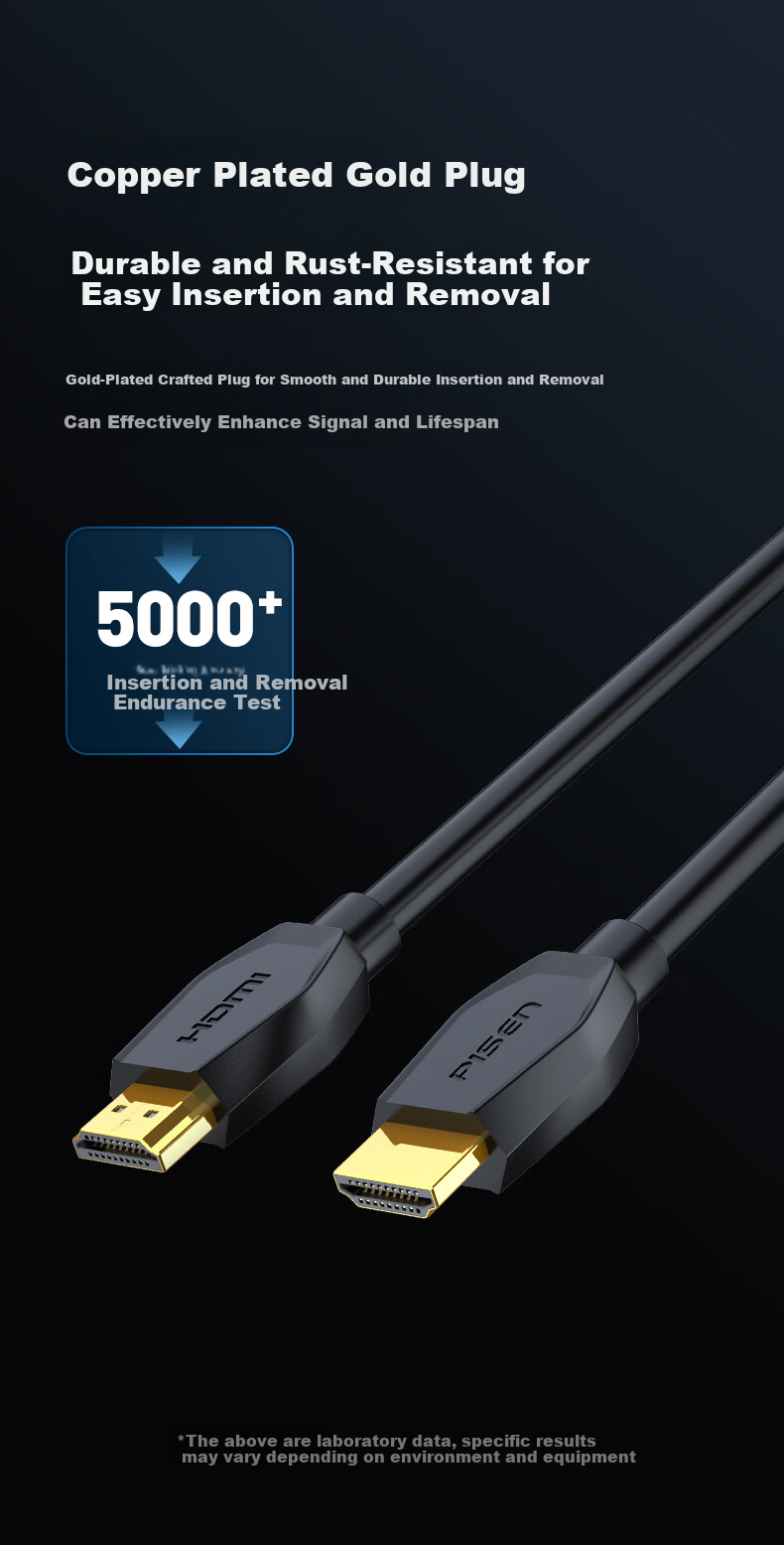 Кабель Pisen HDMI 2.0, 4K, 1 метр, для проекторов, ноутбуков, телевизоров, приставки