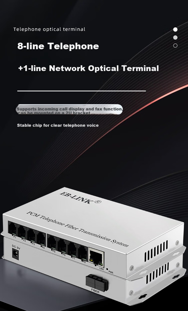 Телефонный оптический терминал EB-LINK, 8-канальный телефон + 1-канальный сетевой PCM голос оптический терминал, аудио домофон трансивер, телефон волоконно-оптический конвертер, большой квадратный порт SC интерфейс
