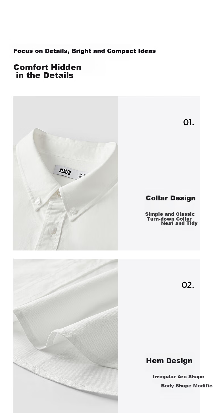 Мужская рубашка Semir Wang Anyu, повседневная, из 100% хлопка, с длинным рукавом, размер XS, цвет белый